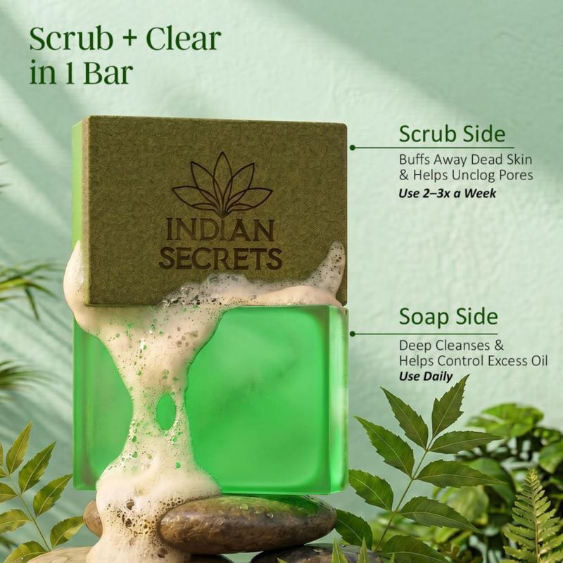 Jabón Exfoliante INDIAN SECRETS 110 g 3 unidades Ácido Salicílico