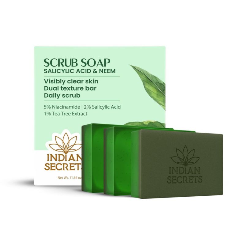 Jabón Exfoliante INDIAN SECRETS 110 g 3 unidades Ácido Salicílico