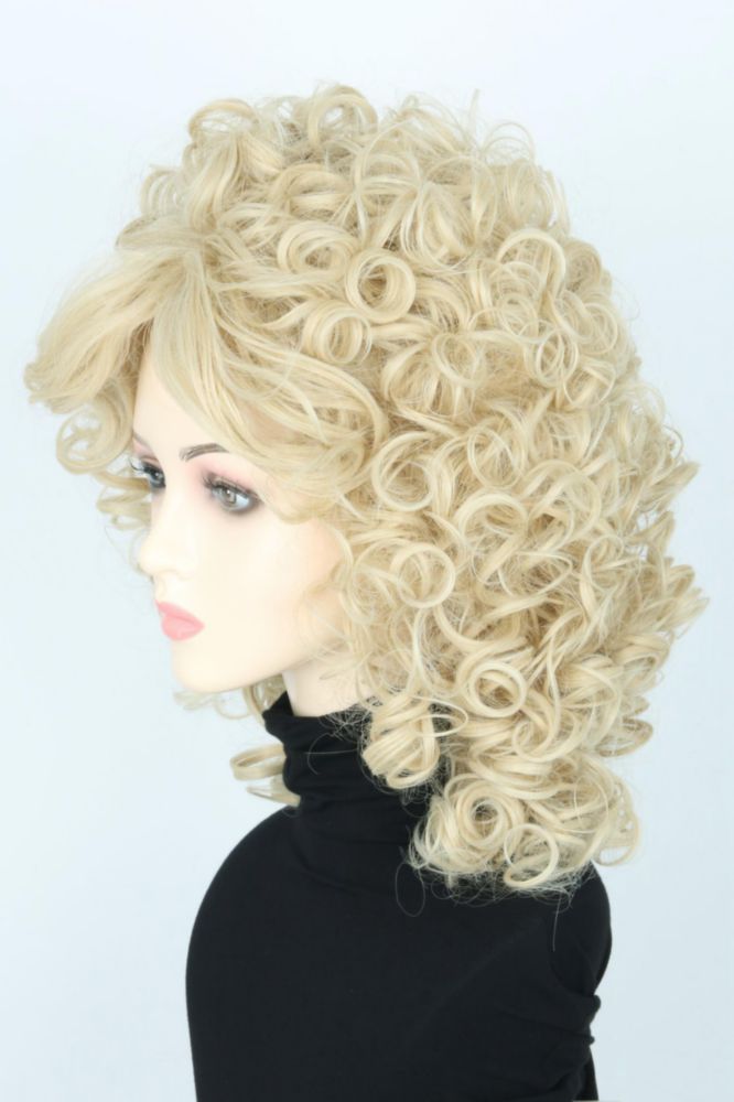 Peluca LeMarnia Corta Rizada Rubia Estilo Colmena 70‑80 Cosplay