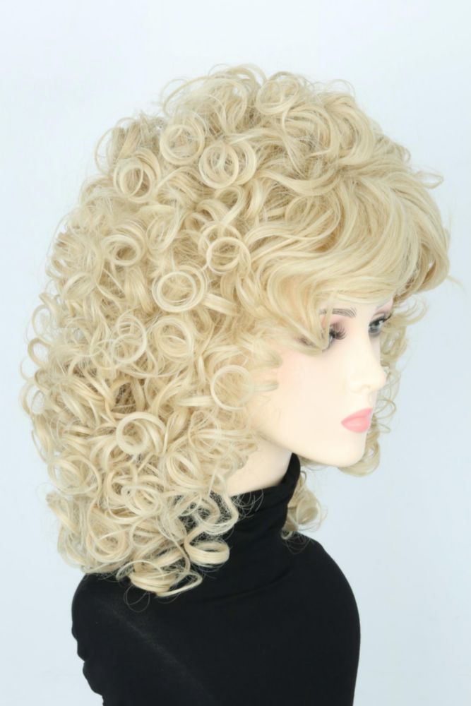 Peluca LeMarnia Corta Rizada Rubia Estilo Colmena 70‑80 Cosplay