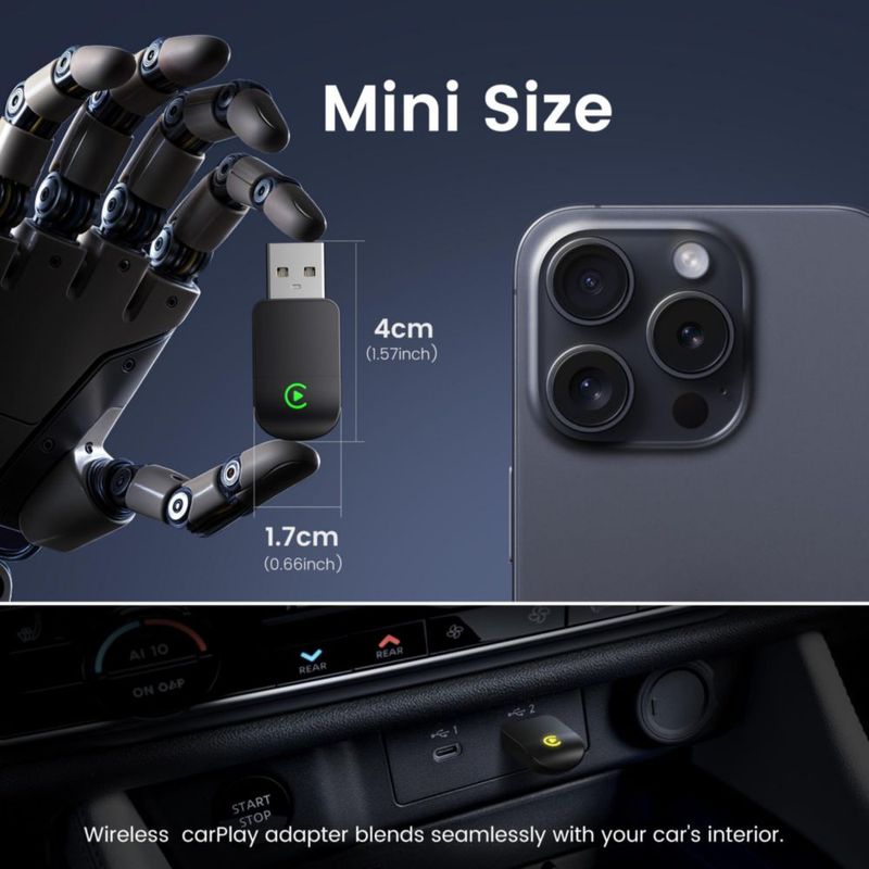 Adaptador CarPlay inalámbrico Lincisoonic Mini USB‑C negro