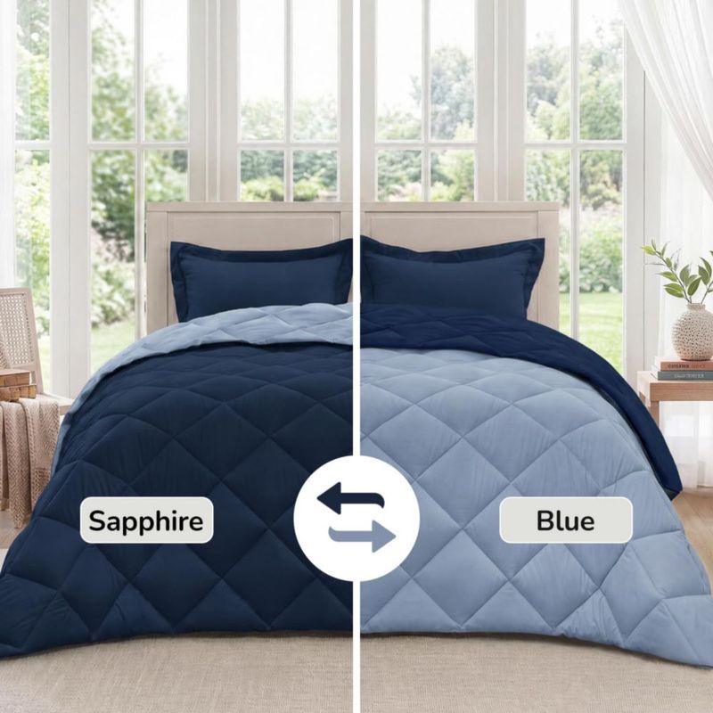 Juego de edredón twin downluxe azul/zafiro de 2 piezas