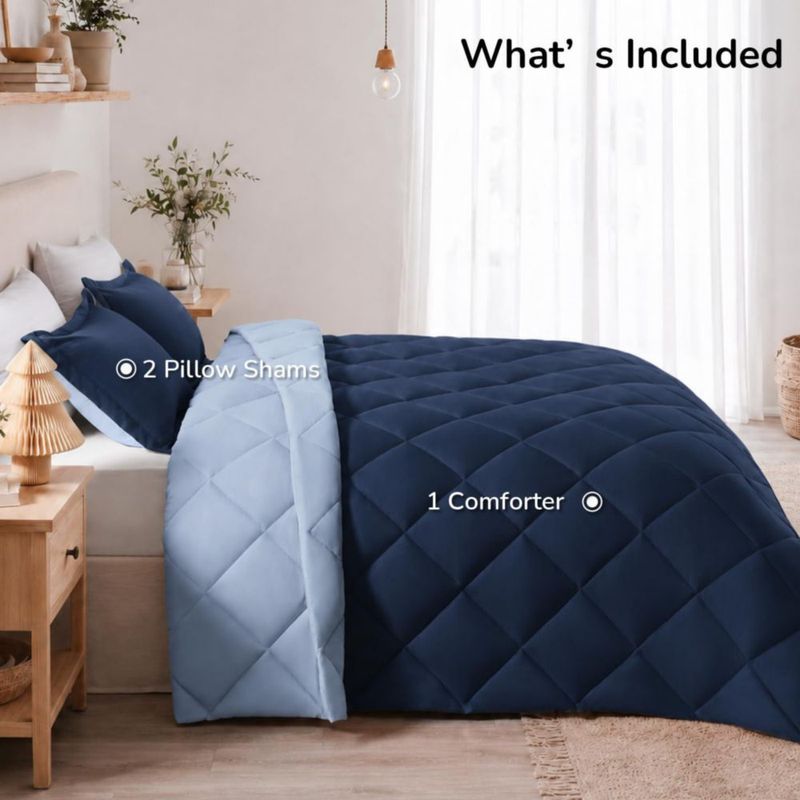 Juego de edredón twin downluxe azul/zafiro de 2 piezas