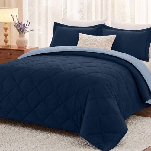 Juego de edredón twin downluxe azul/zafiro de 2 piezas
