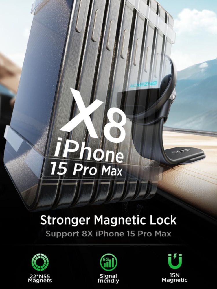 Soporte para coche ACMEZING 15W MagSafe cargador inalámbrico negro