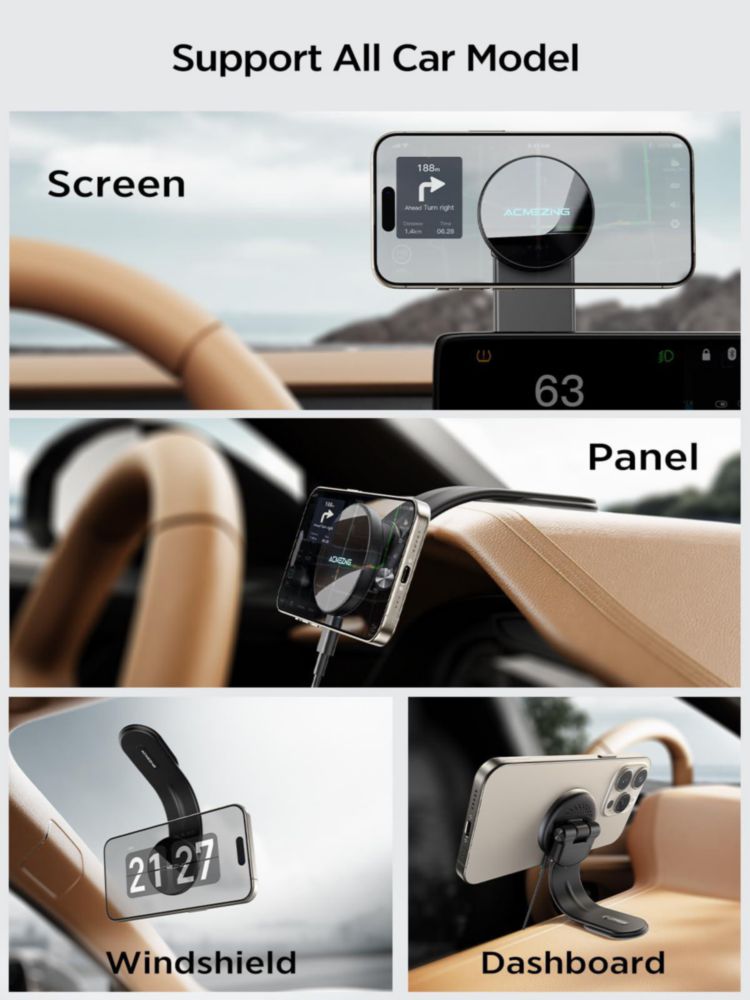 Soporte para coche ACMEZING 15W MagSafe cargador inalámbrico negro