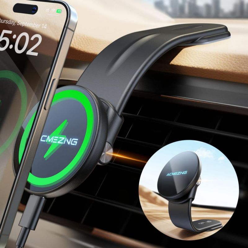 Soporte para coche ACMEZING 15W MagSafe cargador inalámbrico negro