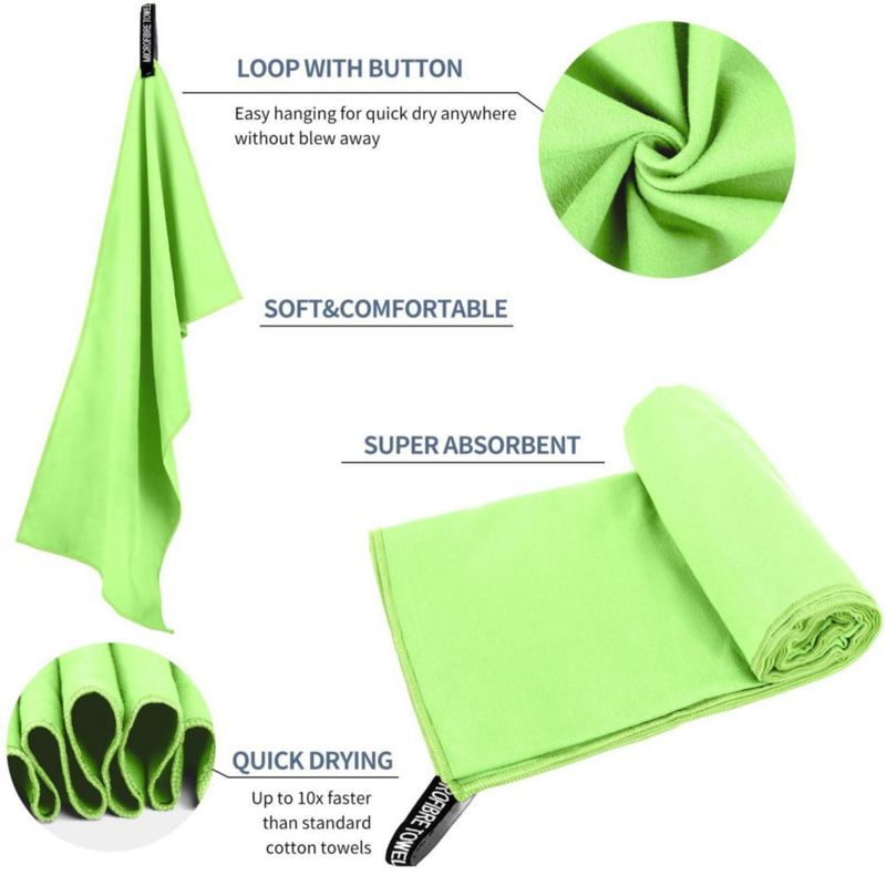 Toalla de Viaje ZIUDBOC de Microfibra de Secado Rápido Súper Absorbente Verde