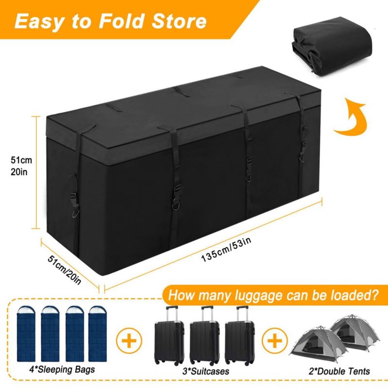 Bolsa de carga para enganche MDSTOP 12.5 pies cúbicos impermeable negra
