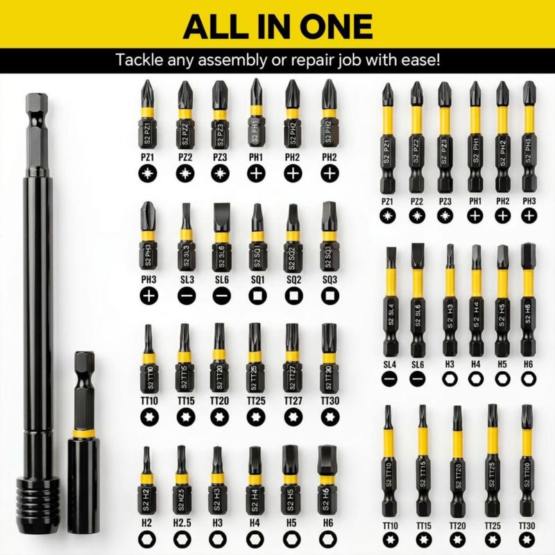 Juego de Destornilladores de Tuercas Torqonix 80 piezas Métricas/SAE de 1/4" Hexagonal