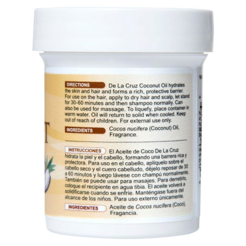 Aceite de coco De La Cruz - Aceite de coco prensado en frío para piel y cabello - Hidratante natural para piel y cabello - 2.2 oz (6 frascos)