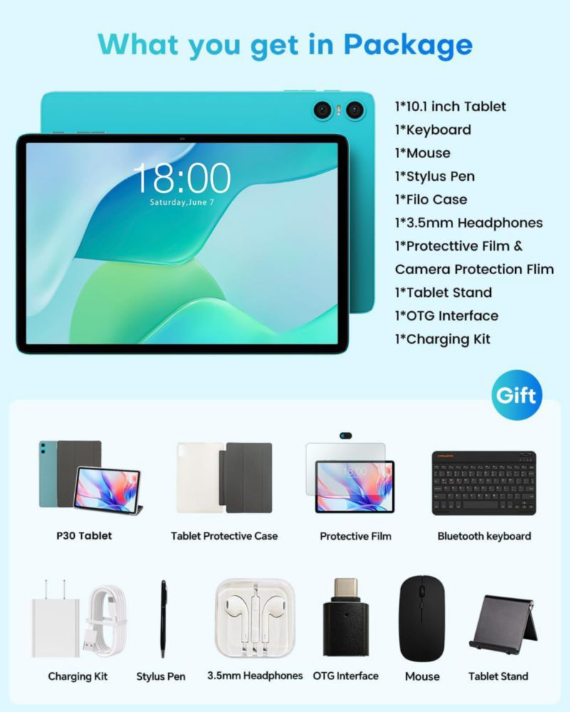 Tablet TECLAST 10.1" Android 2 en 1 + Paquete