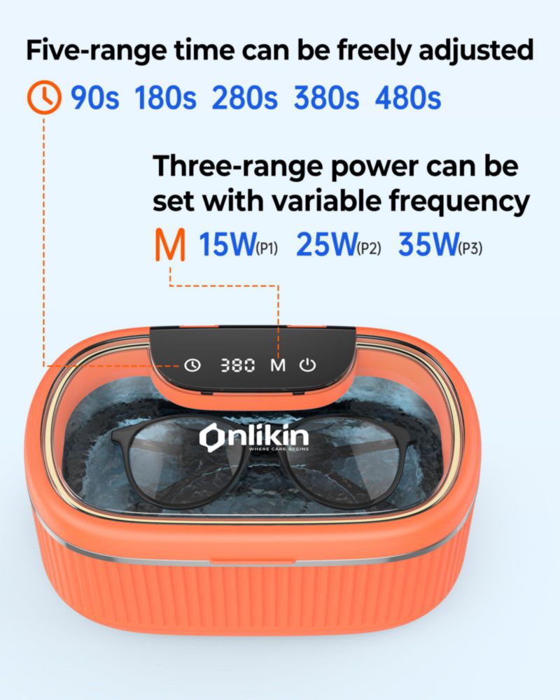 Limpiador ultrasónico de joyas Onlikin 35W 590 ml Naranja