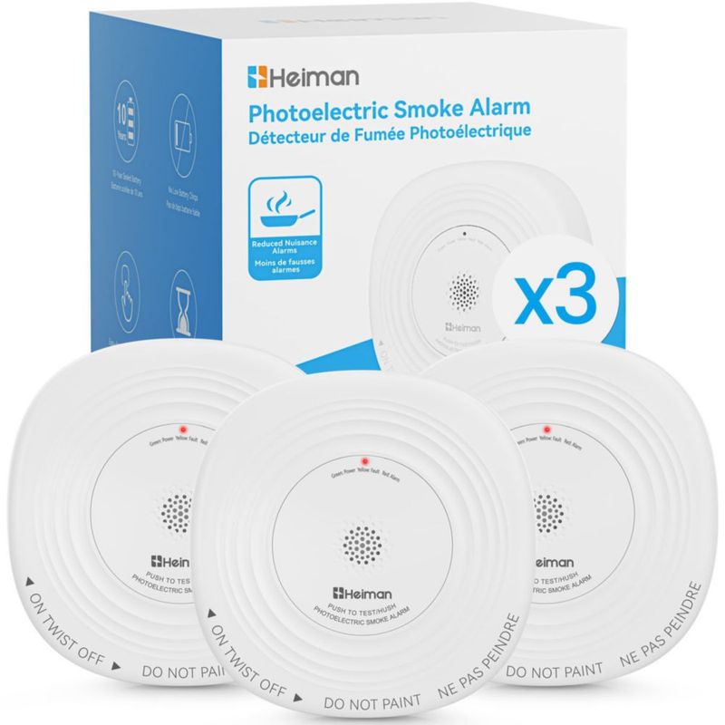 Detector de Humo HEIMAN 10 años sellado (pack de 3)