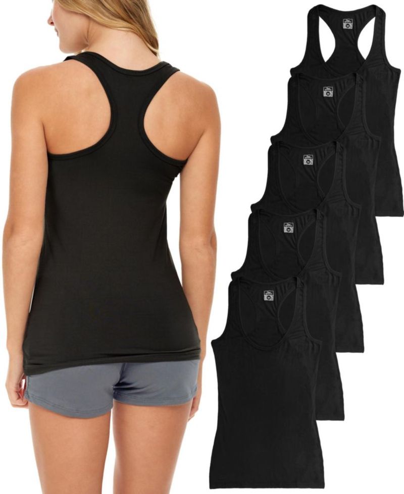 Top sin mangas Sexy Basics con corte racerback y algodón elástico