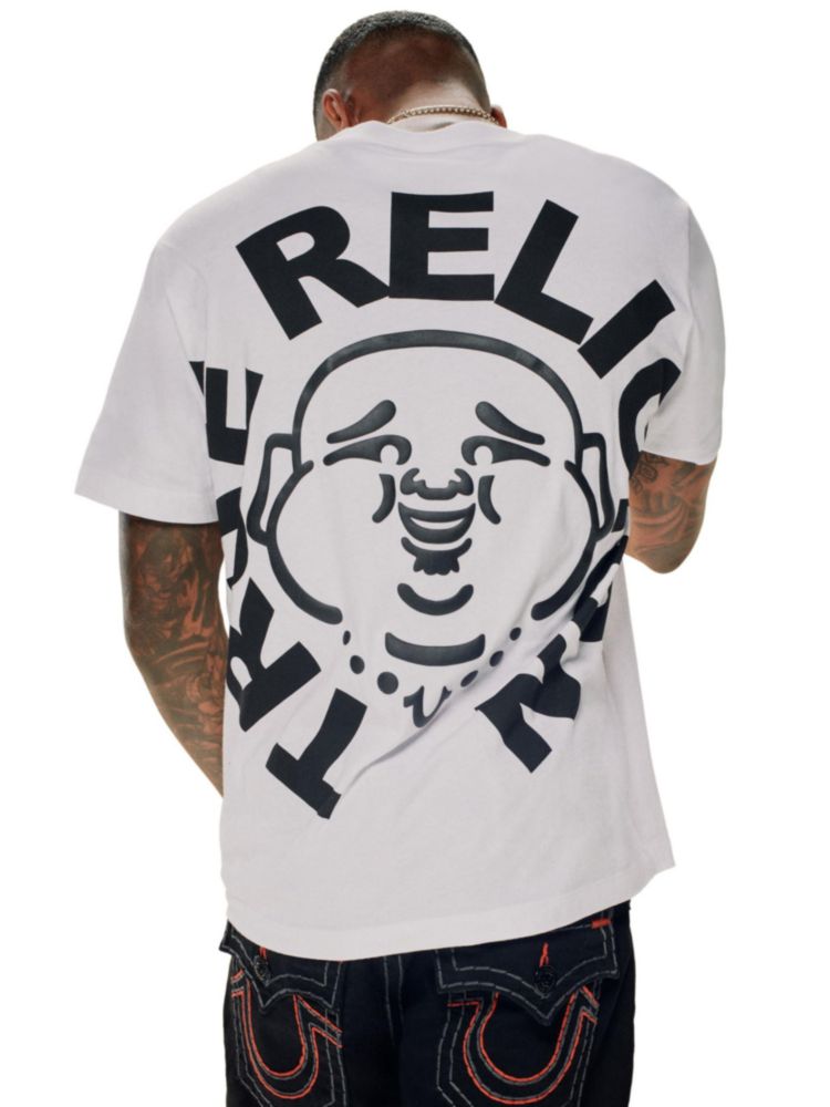 Camiseta True Religion Hombre Grande Blanca con Gráfico de Buda