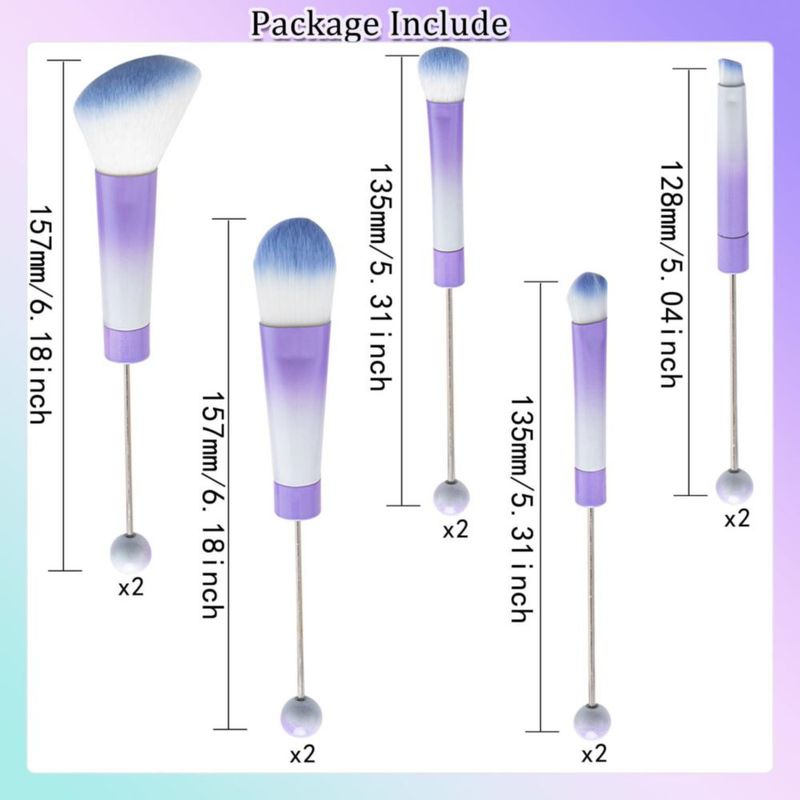 Brochas de Maquillaje AllGemDiy 10 piezas Kit Lavanda Tie‑Dye