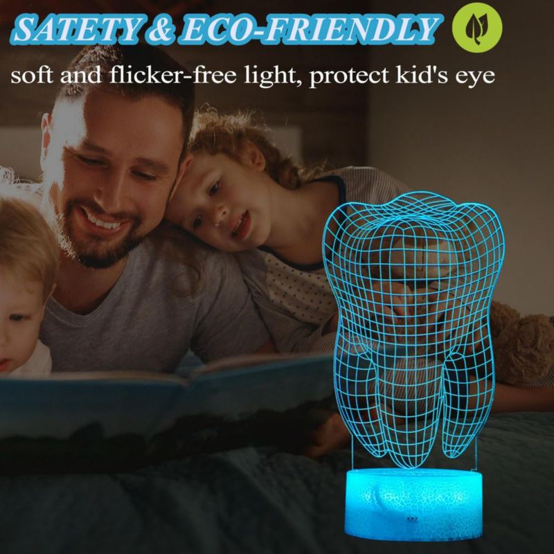 Lámpara de luz nocturna dental 3D POSSHE 16 colores con control remoto