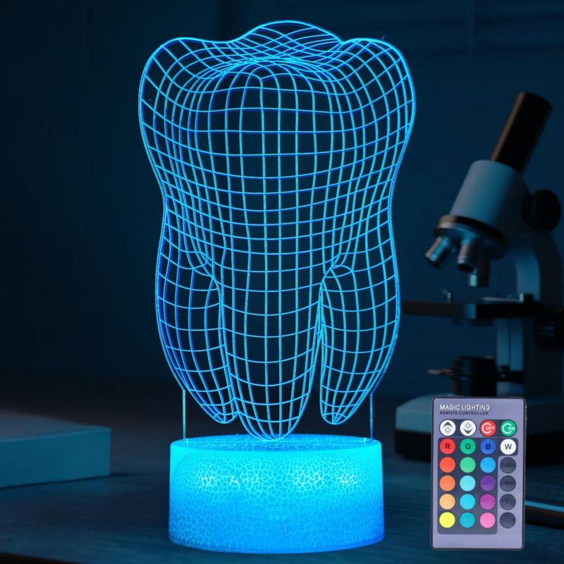 Lámpara de luz nocturna dental 3D POSSHE 16 colores con control remoto