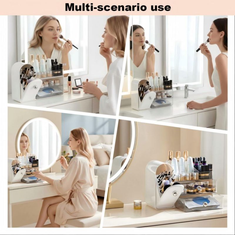 Organizador de Maquillaje RONGZHIERK Gran Capacidad Blanco