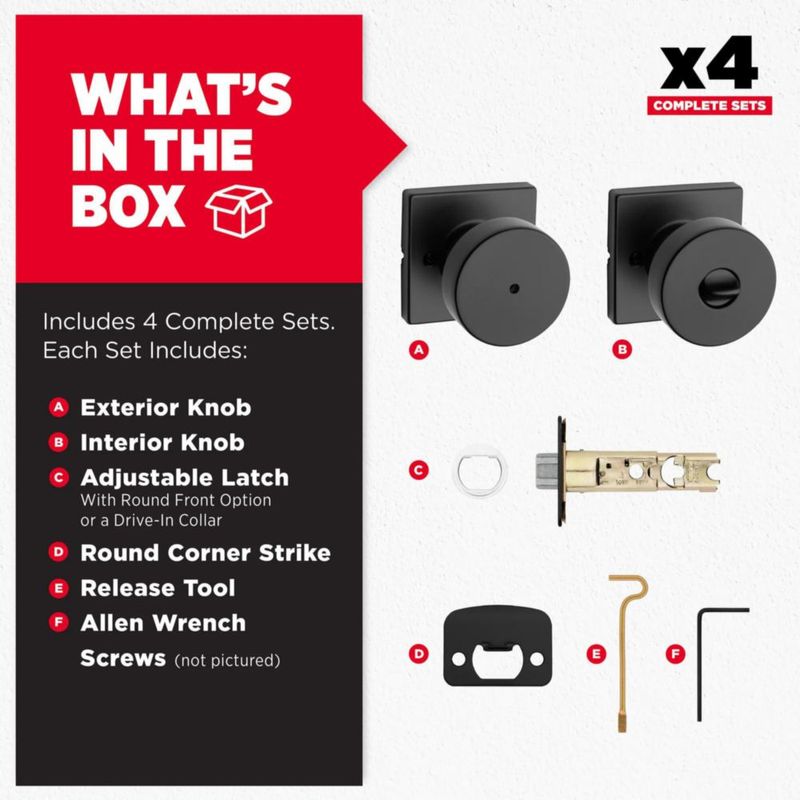 Perilla de puerta Kwikset Pismo Privacidad negro mate