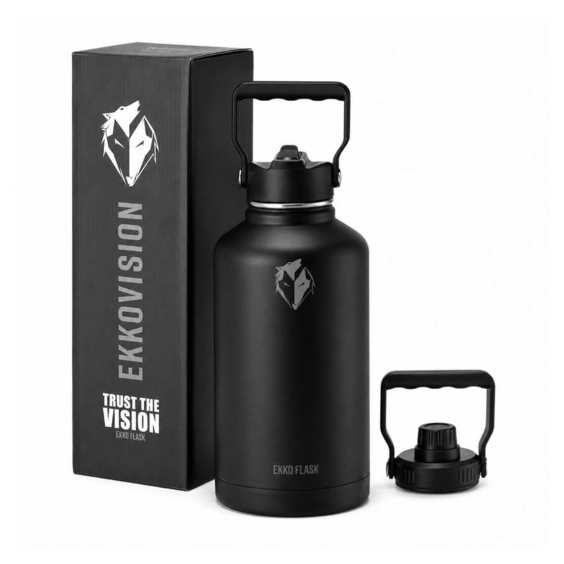 Botella de Agua Ekkovision 38 L Acero Inoxidable Negra