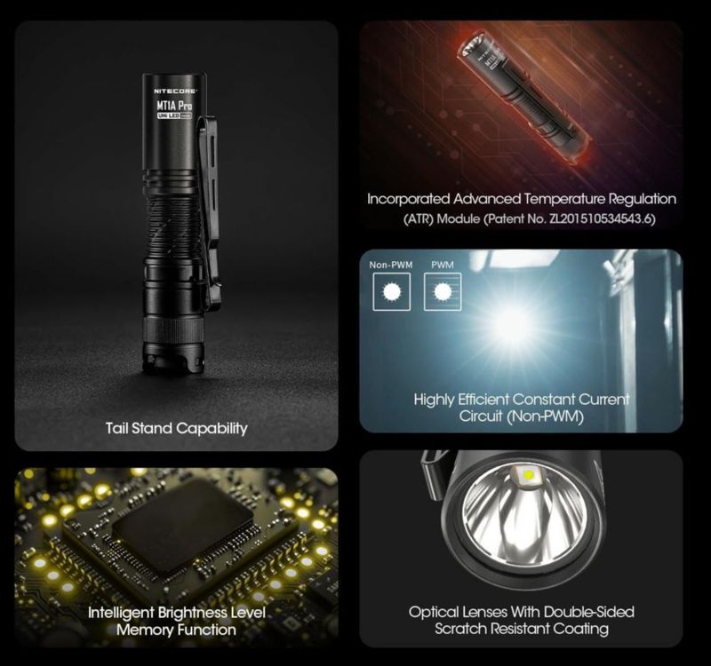 Linterna Nitecore MT1A PRO 800 lúmenes recargable