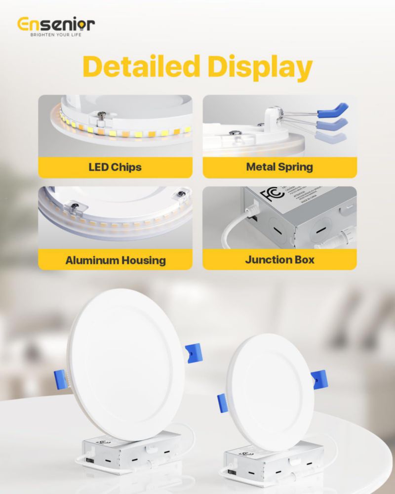 Juego de 6 luces LED empotradas Ensenior 15 cm 5 CCT regulables