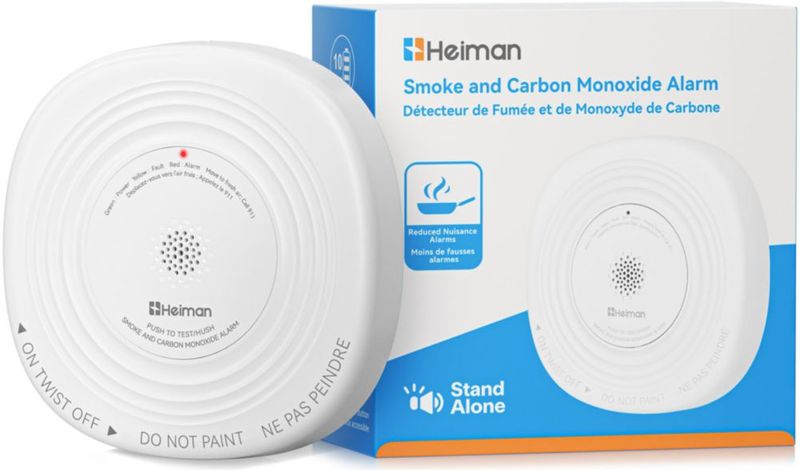 Detector de Humo y Monóxido de Carbono HEIMAN CO con Batería Sellada de 10 Años