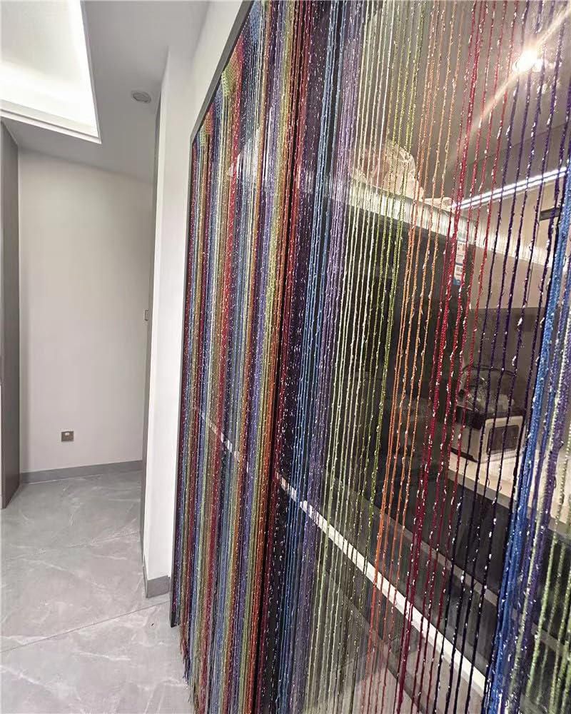 Cortina decorativa Ave Split 100 cm × 200 cm con borlas coloridas