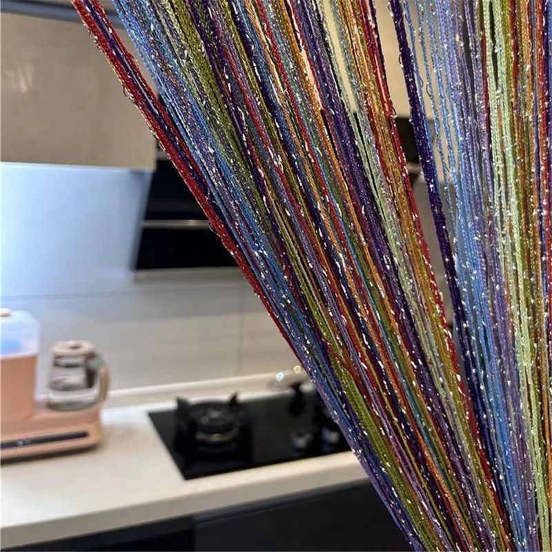 Cortina decorativa Ave Split 100 cm × 200 cm con borlas coloridas