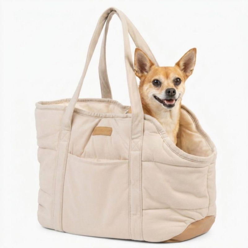 Bolso transportador NoblePup de peluche blanco para perros pequeños