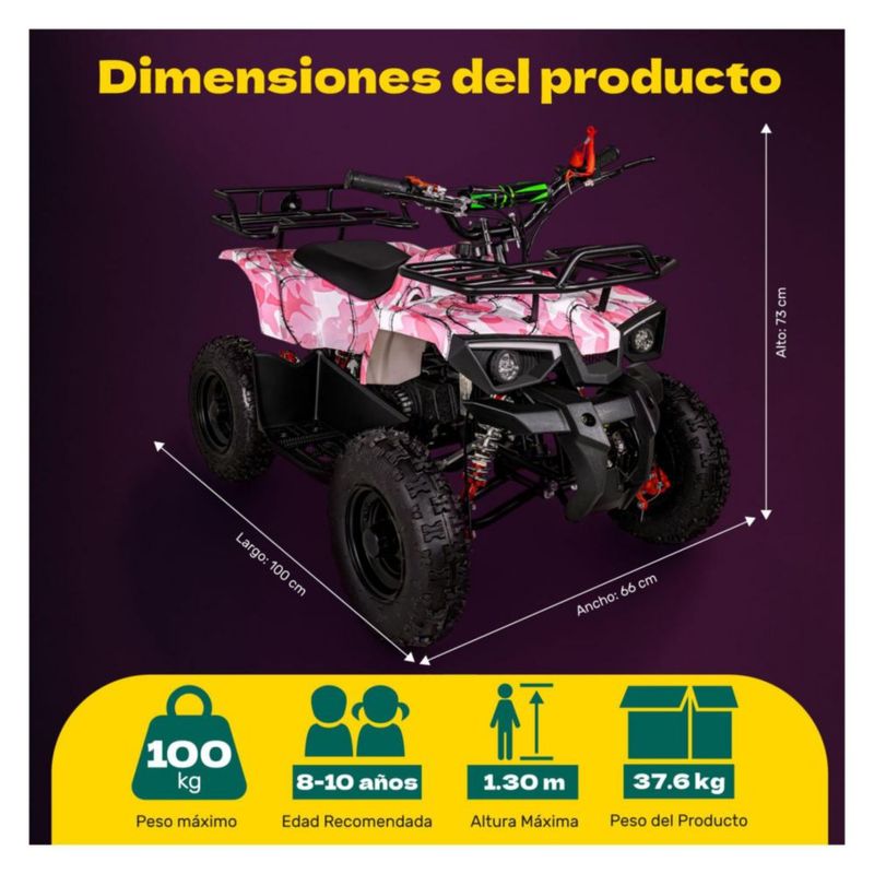 Cuatrimoto Montable Motor Gasolina 49cc Niños 45km/h Rosa Little Monkey