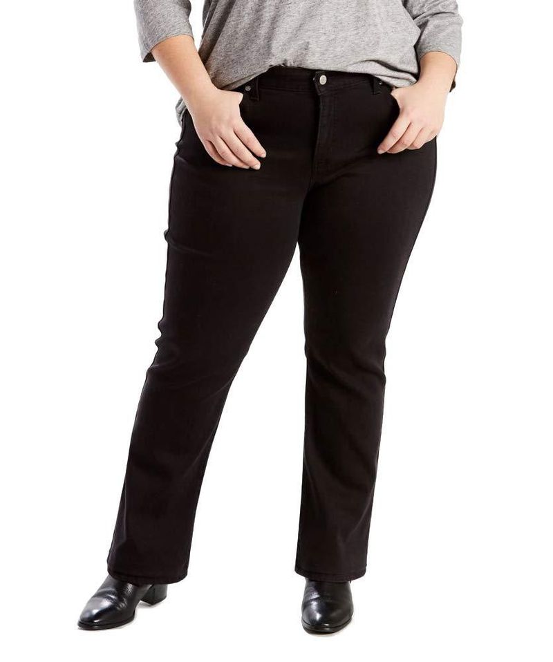 Jeans Levi's mujer talla grande 414 recto negro suave 99 cm