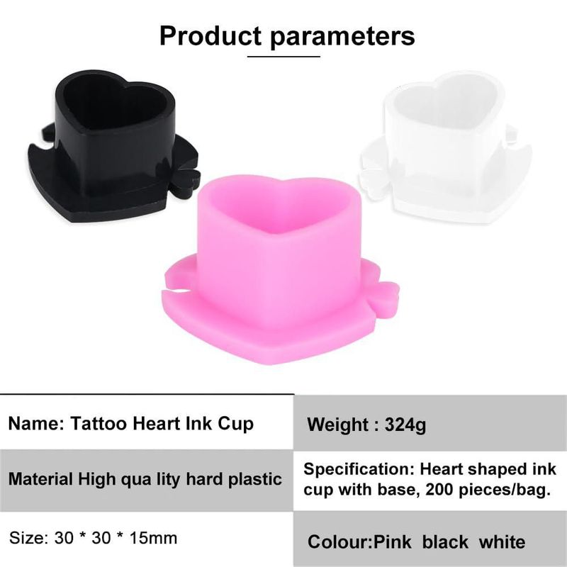 Vasos de Tinta para Tatuaje IFERO 200 uds Forma Corazón 30 mm
