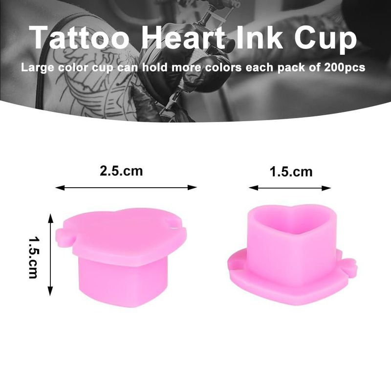 Vasos de Tinta para Tatuaje IFERO 200 uds Forma Corazón 30 mm