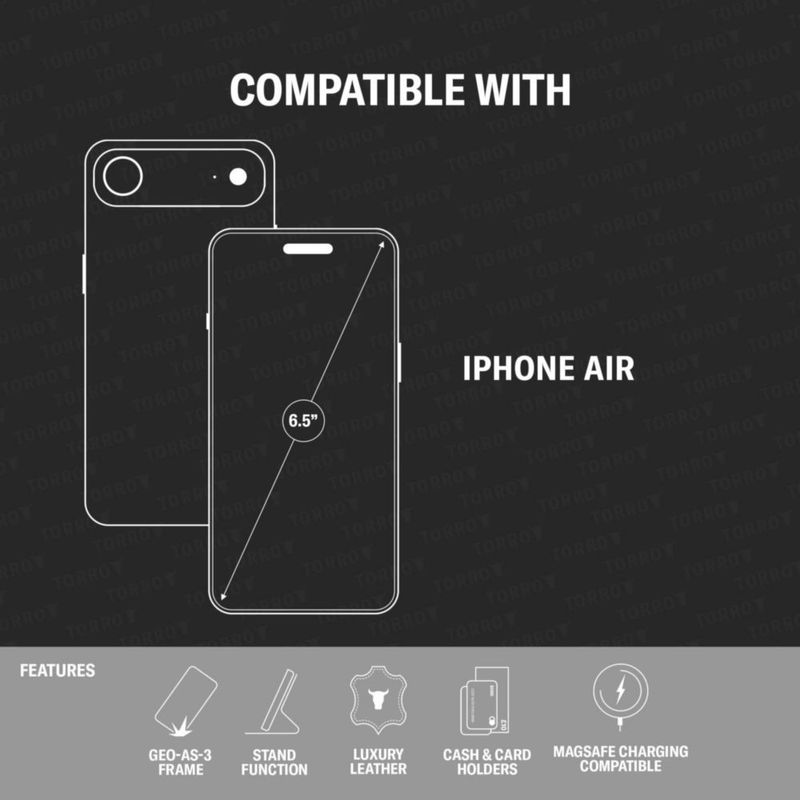 Funda TORRO para iPhone 17 Air de cuero negro