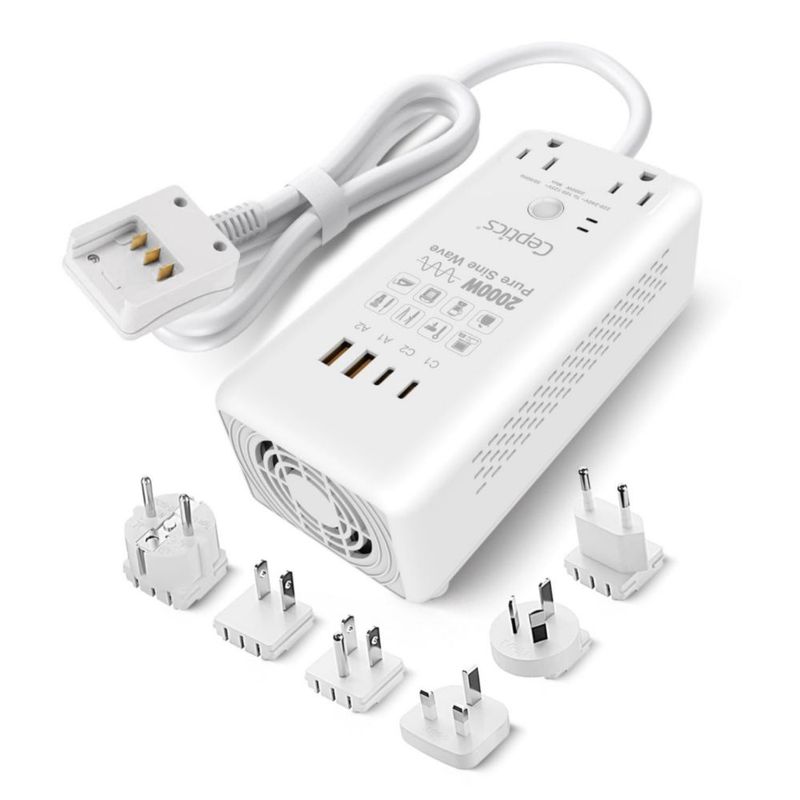 Convertidor Ceptics 2000 W 220 V a 110 V 6‑en‑1