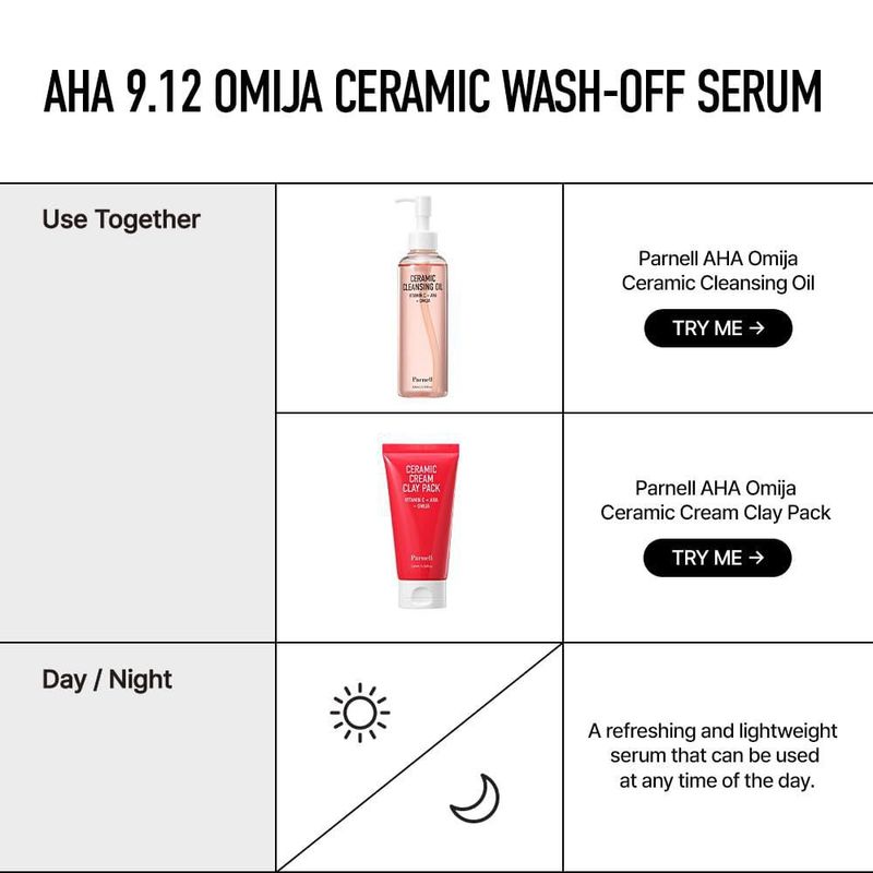 Suero facial Parnell AHA 912 % Omija 30 ml de enjuague