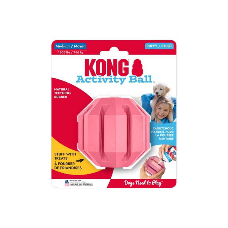 Pelota de actividad KONG para cachorros rosa tamaño medio (7‑16 kg)