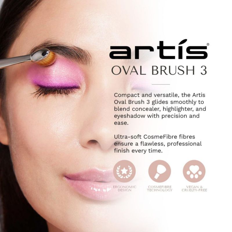 Brocha de Maquillaje Artis Oval 3 en Oro Rosa