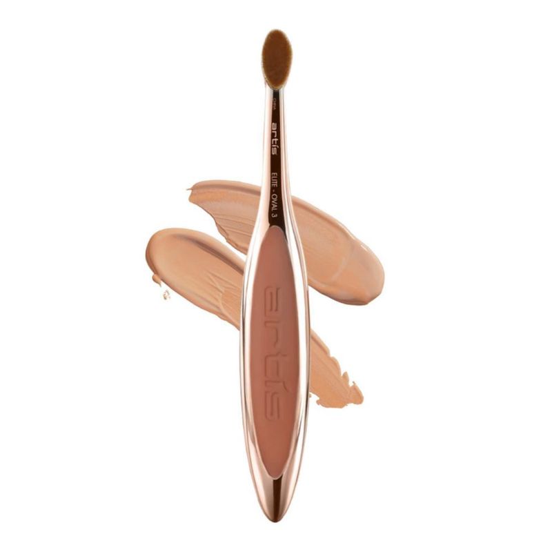 Brocha de Maquillaje Artis Oval 3 en Oro Rosa