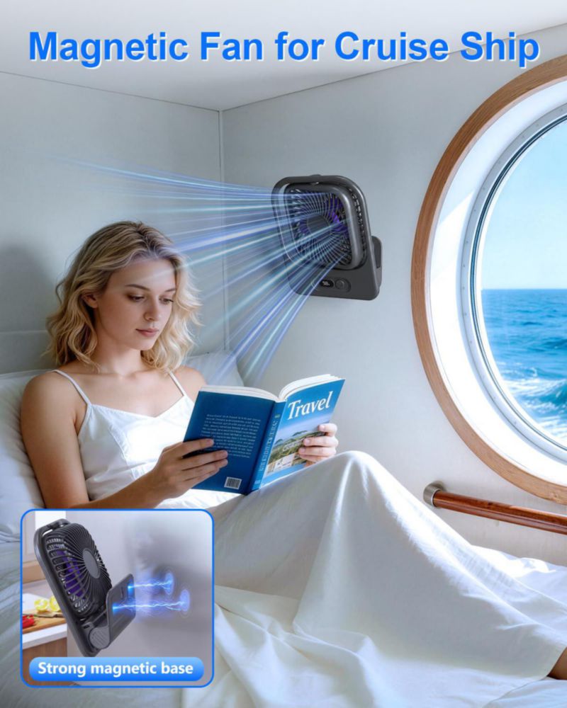 Ventilador Eléctrico WISFISSH 3 en 1 Magnético Plegable Gris