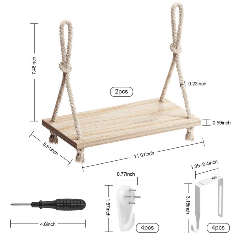 Estante colgante de madera YOYUTOX 28 cm (2 unidades)
