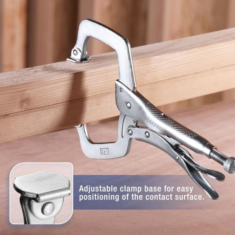 Sargento en C WORKPRO 28 cm con almohadillas giratorias – Alta resistencia