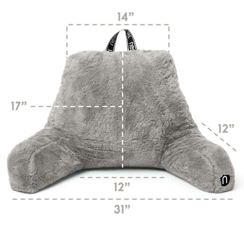 Almohada de Lectura Nestl de Pelaje Sintético Gris Oscuro con Espuma Viscoelástica