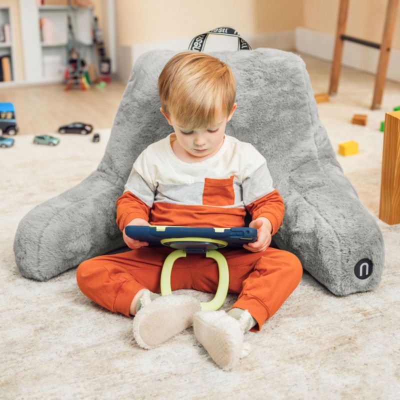 Almohada de Lectura Nestl de Pelaje Sintético Gris Oscuro con Espuma Viscoelástica