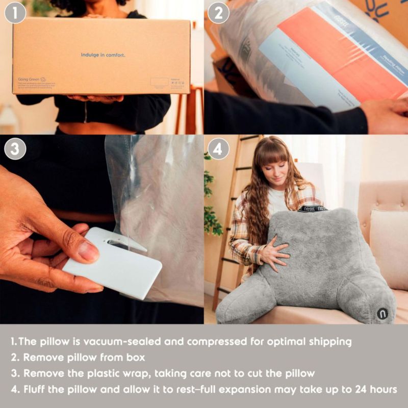 Almohada de Lectura Nestl de Pelaje Sintético Gris Oscuro con Espuma Viscoelástica