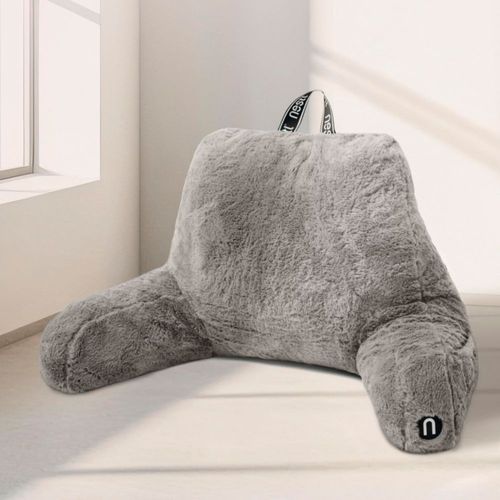 Almohada de Lectura Nestl de Pelaje Sintético Gris Oscuro con Espuma Viscoelástica