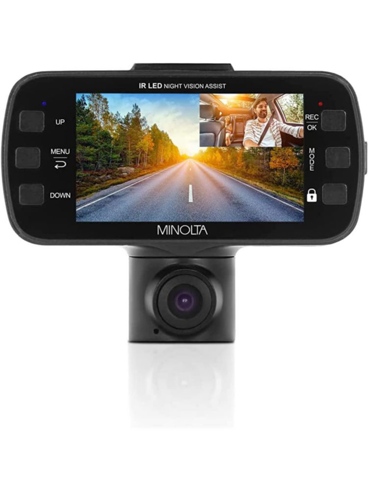 Cámara para Auto Minolta MNCD350X 1080p 2 Canales con LCD de 2.7" y Cámara Interior